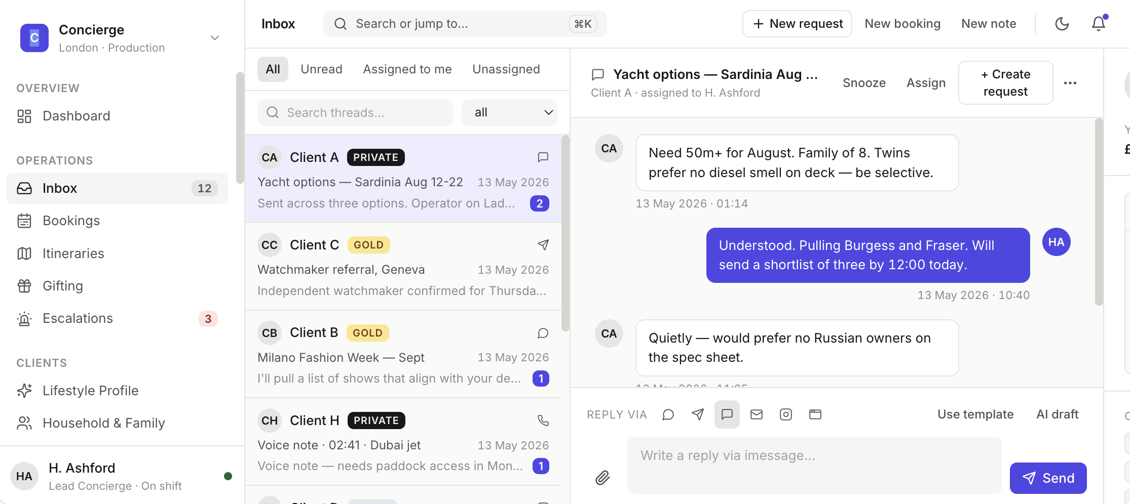 Concierge OS product interface
